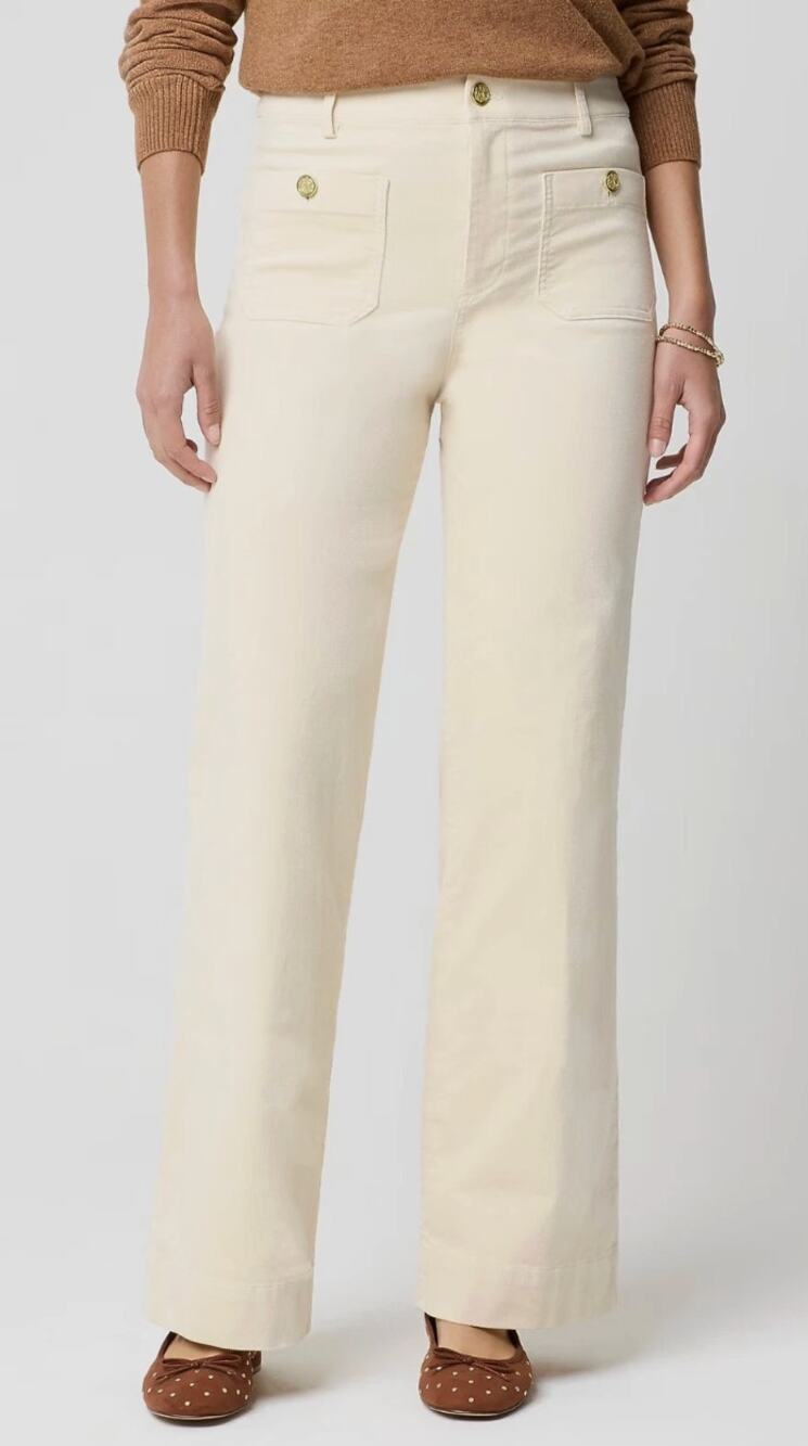 J.Crew Lizzie Pant Size 30 Beige Wide Leg Utility Pants Cotton Stretch